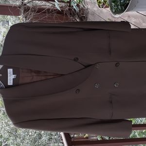 Valerie Stevens double breasted jacket 100%Wool beautiful taupe color size 12